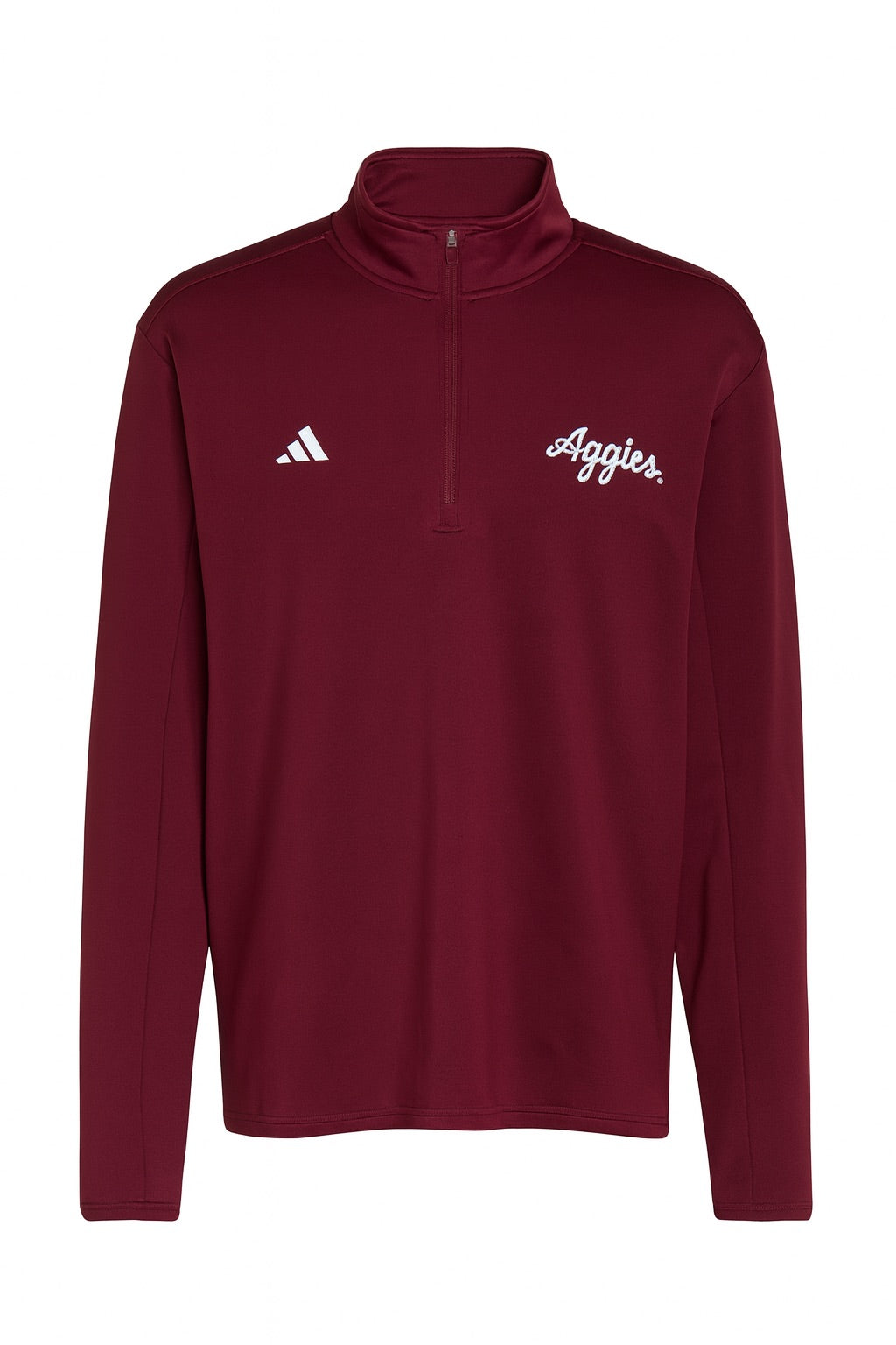 Aggie Football Issued Adidas Maroon Aggie Script Quarter Zip (New Arrivals)