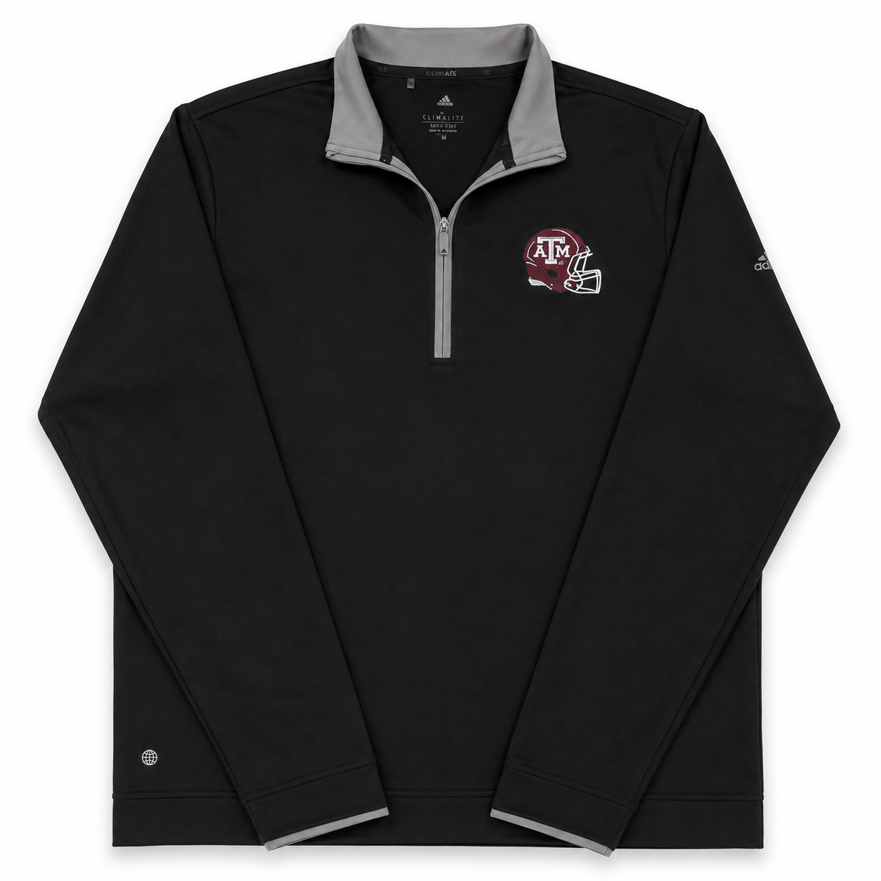 Aggie Football Coaches Exclusive Black Adidas Grey Collar Quarter Zip (New Arrival)