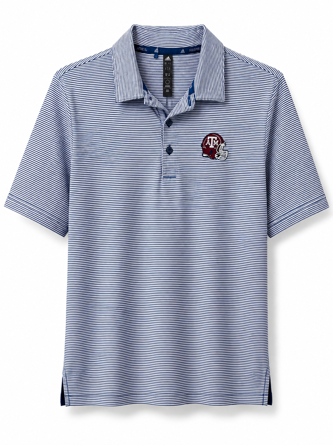 Aggie Football Coaches Exclusive Grey/Blue Striped Adidas Polo (New Arrival)