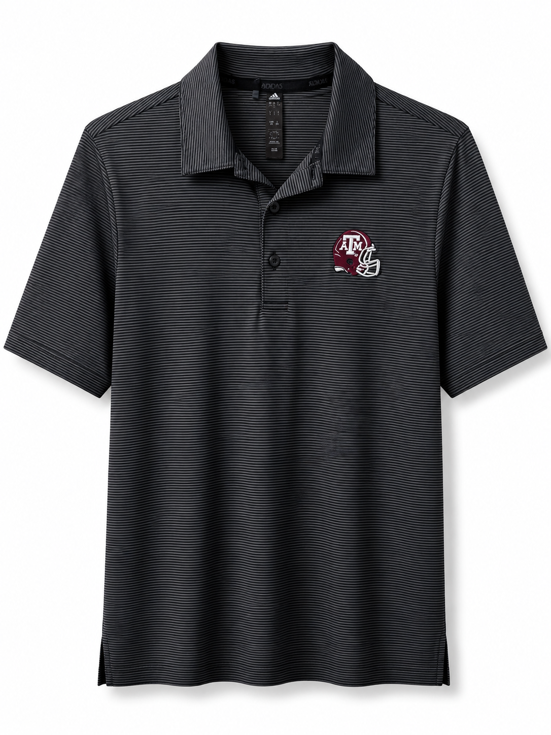 Aggie Football Coaches Exclusive Black Stripped Adidas Polo (New Arrival)