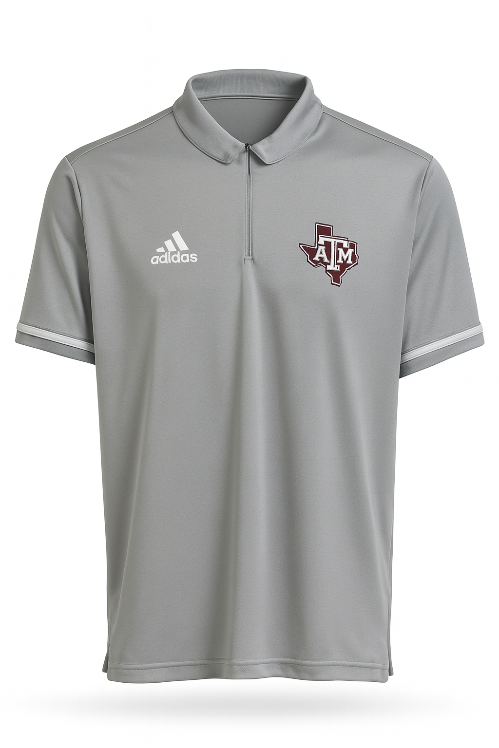 Aggie Football Coaches Exclusive Grey Adidas Zip T-Shirt (New Arrival)