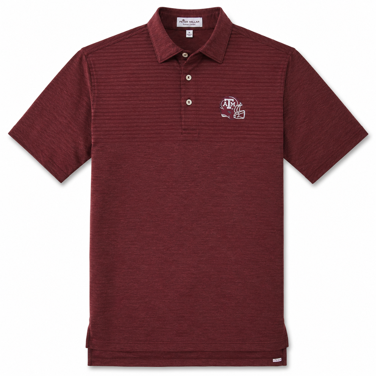 Aggie Coaches Exclusive Peter Millar Maroon Striped Polo (New Arrival)