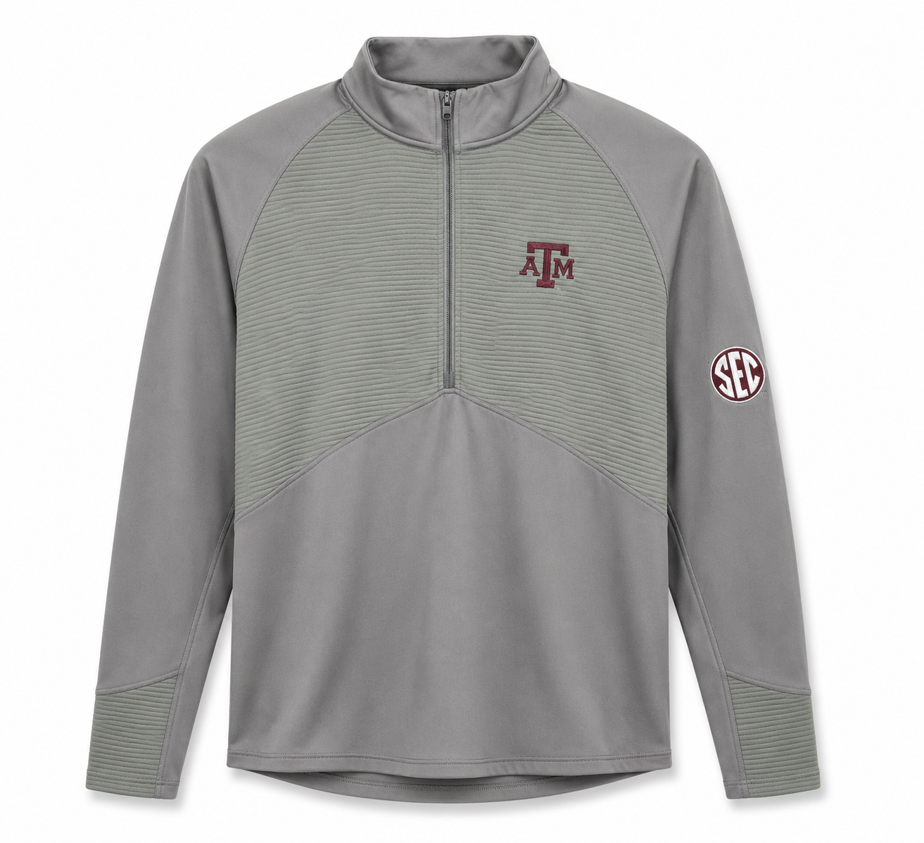 Aggie Football Coaches Exclusive Grey Adidas Quarter Zip (SEC Patch) (New Arrival)