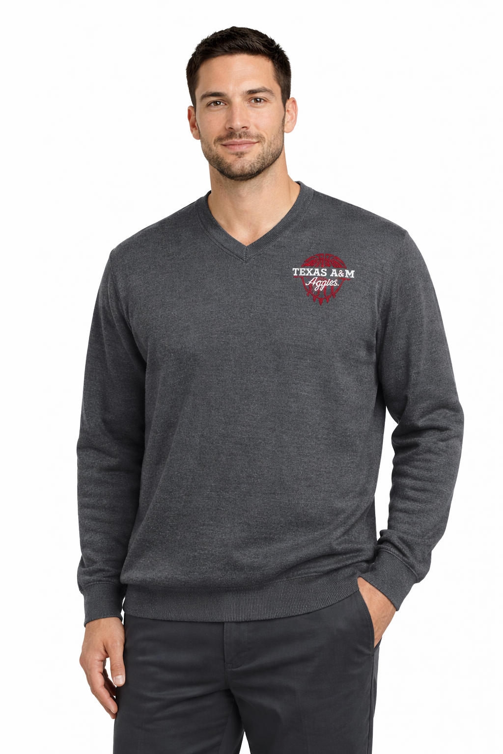Aggie Basketball Exclusive Grey Peter Millar Aggie Script Sweatshirt (New Arrival)