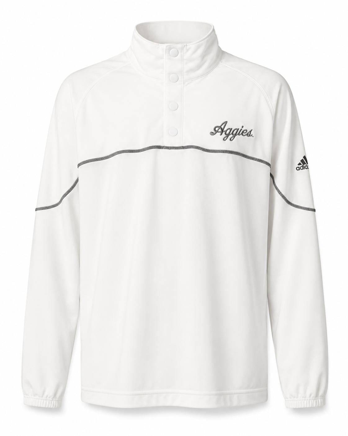 Aggie Football Exclusive White Henley Adidas Aggie Script (New Arrival)