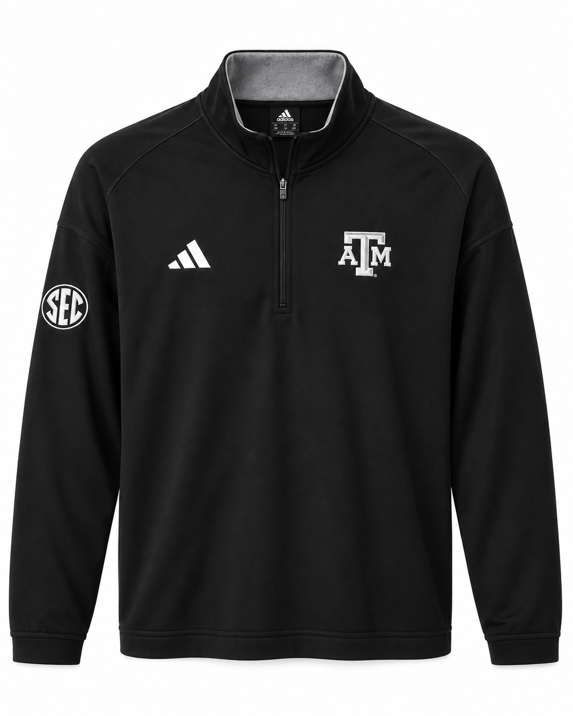 Aggie Football Coaches Exclusive Black Adidas Quarter Zip (SEC Patch) (New Arrival)