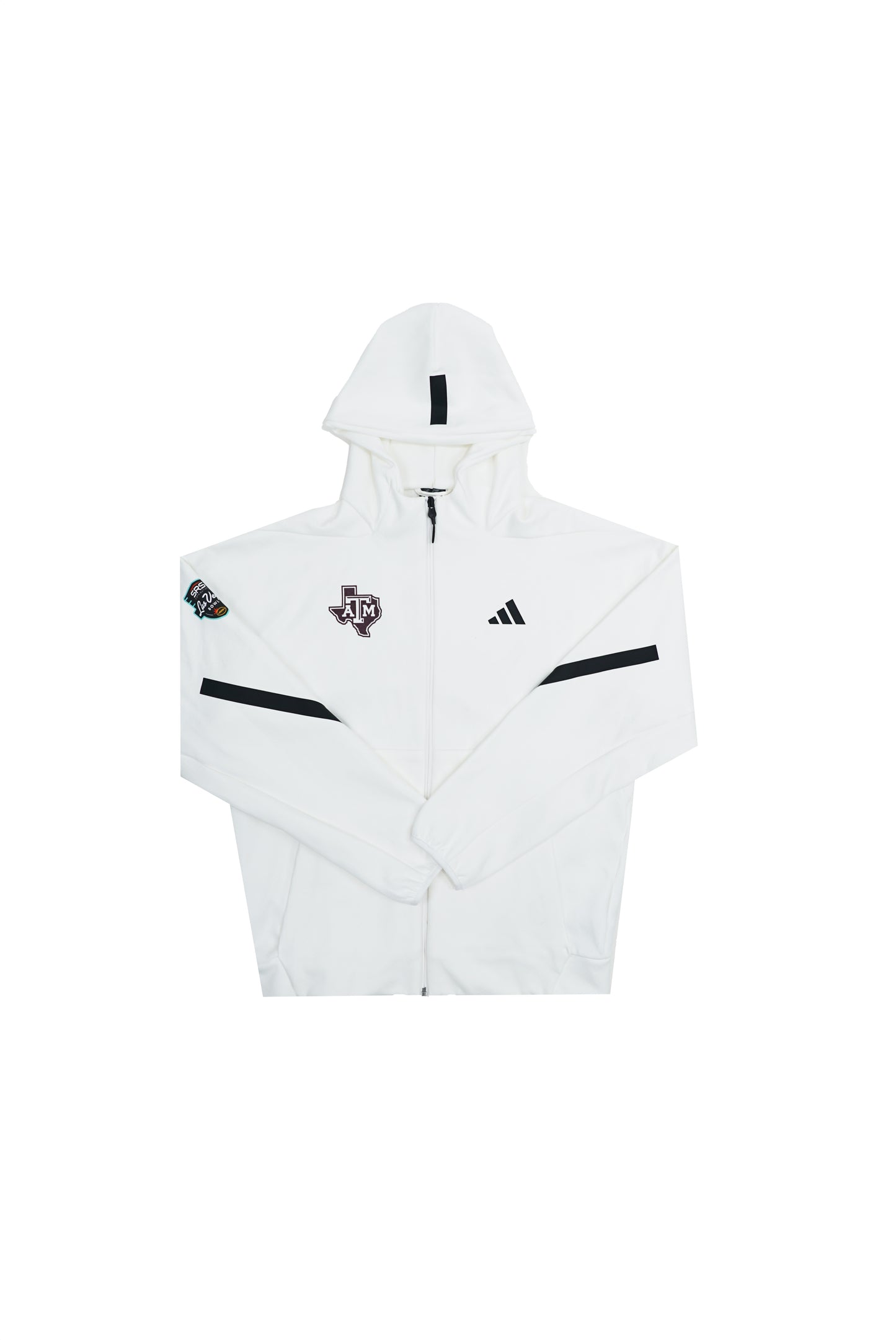 Aggie Football Exclusive White Adidas Team Travel Las Vegas Bowl Zip Up (New Arrival)