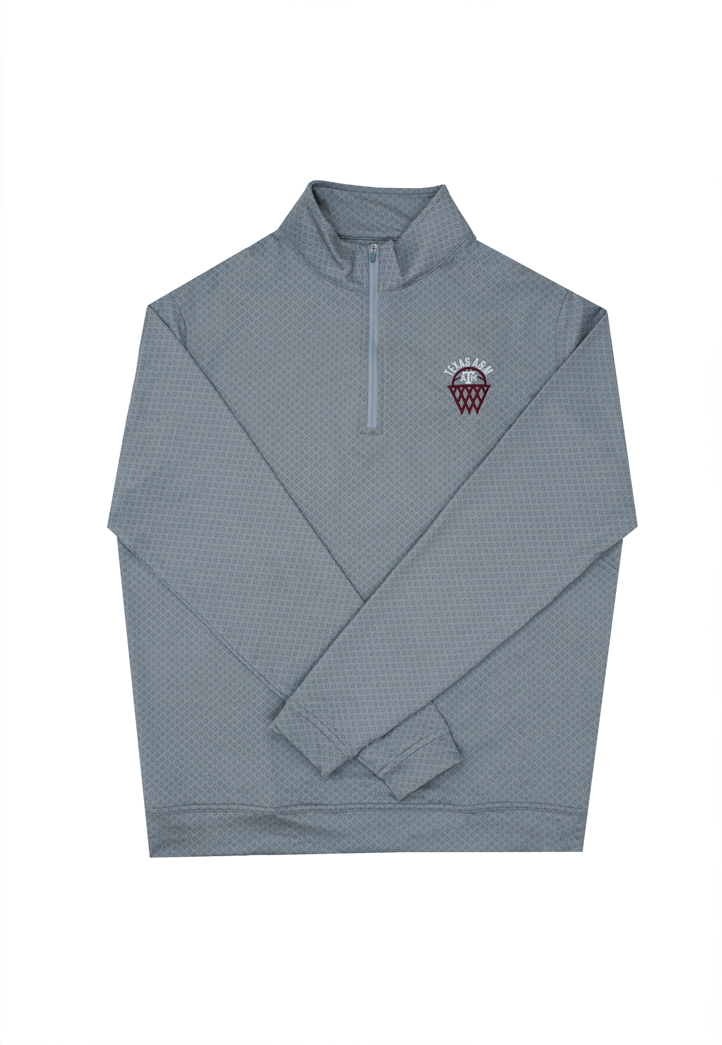 Aggie Basketball Coaches Exclusive Peter Millar Grey Speckled Quarter Zip