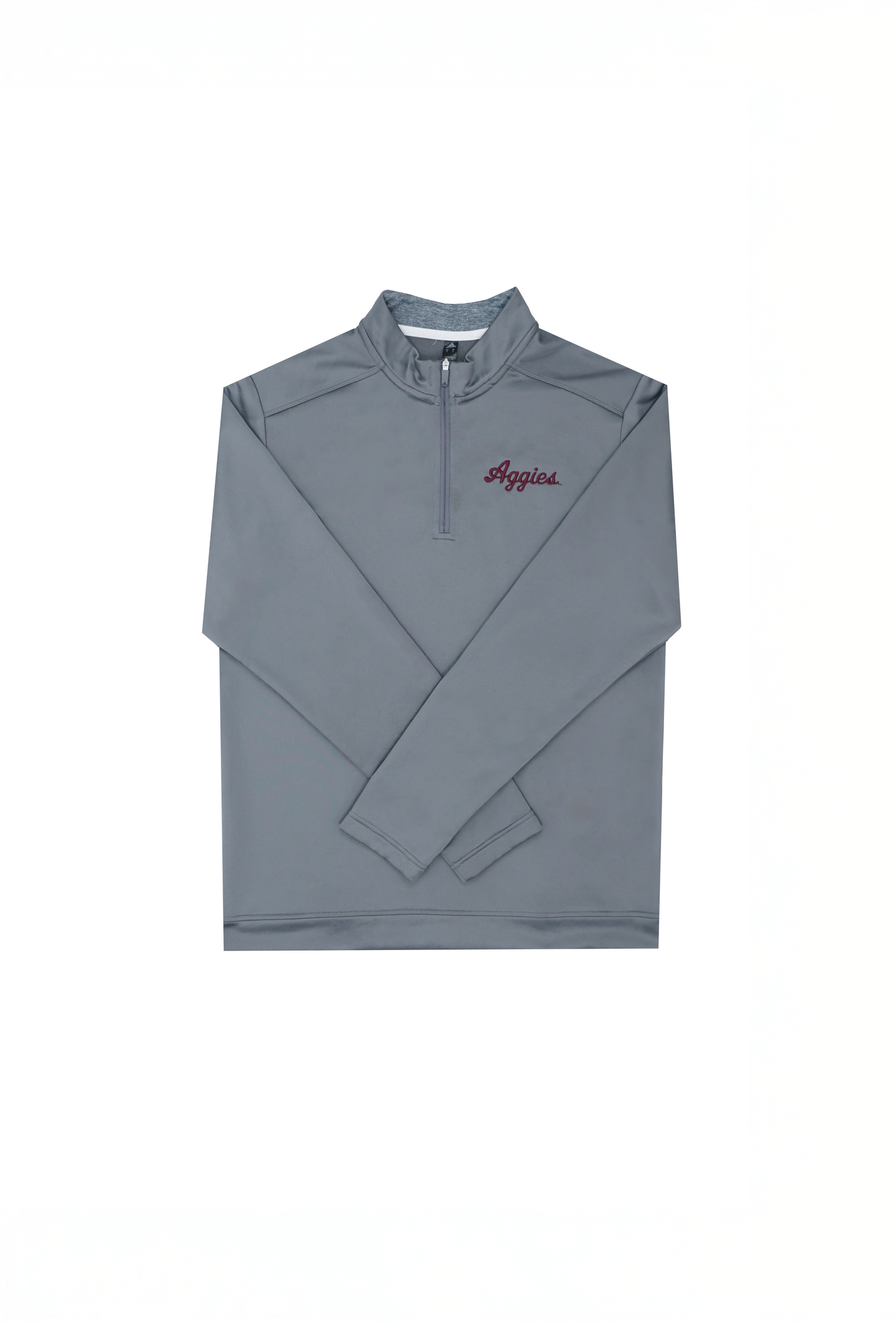 Aggie Football Issued Grey Adidas Quarter Zip Aggie Script (New Arrival)