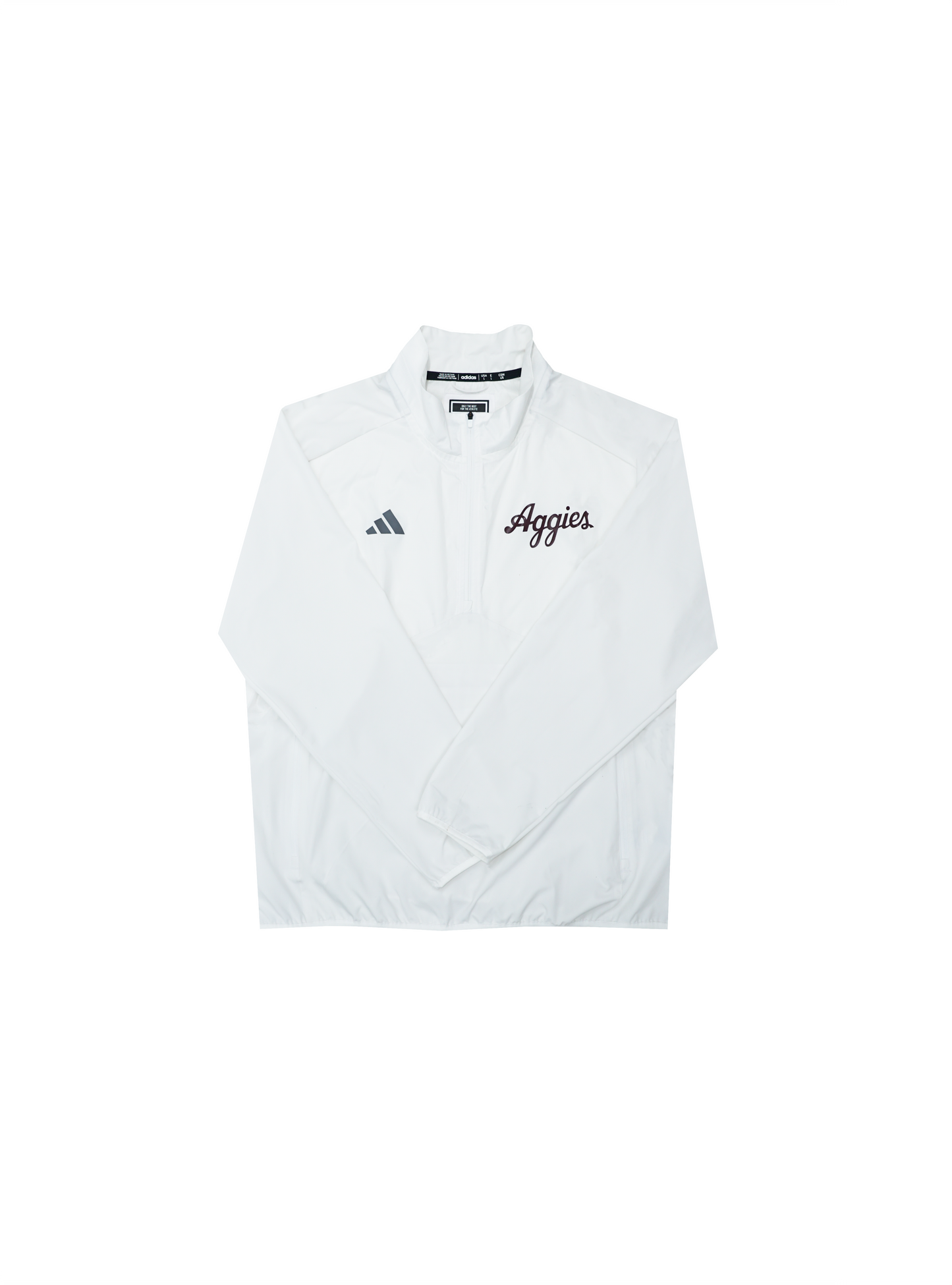 Aggie Football Exclusive White Adidas Windbreaker Aggie Script (New Arrival)