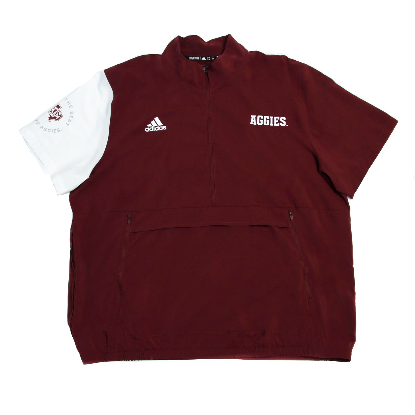 Aggie Football Coaches Issued Maroon/White Adidas Short Sleeve Windbreaker