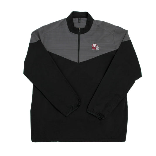 Aggie Football Coaches Exclusive Black/Grey Adidas Quarter Zip (A&M Helmet Logo)