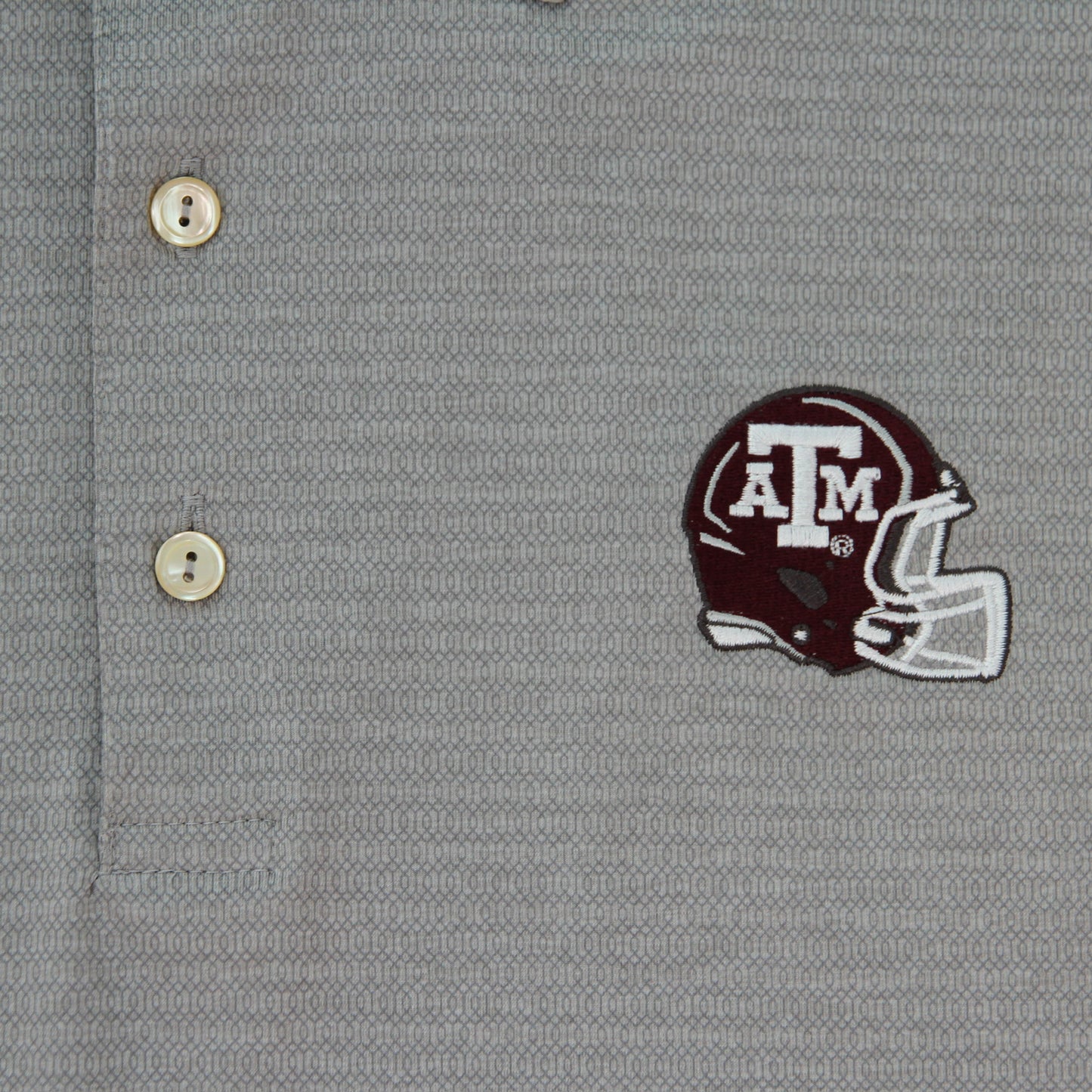 Aggie Football Coaches Exclusive Peter Millar Grey Stripped Polo