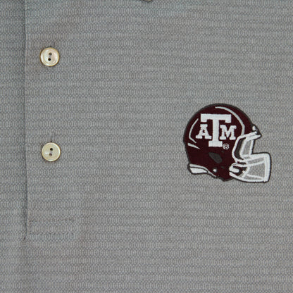 Aggie Football Coaches Exclusive Peter Millar Grey Stripped Polo