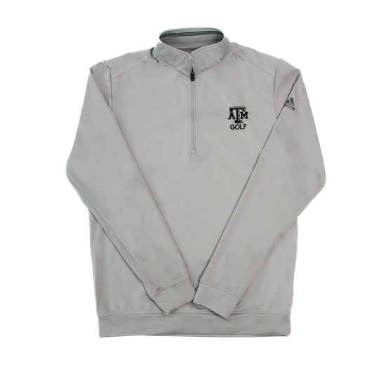 Aggie Golf Exclusive Adidas Grey Long Sleeve Quarter Zip (SEC Patch)