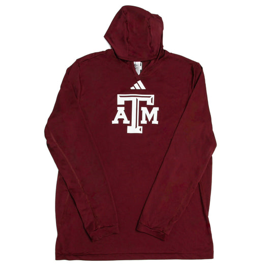 Aggie Football Coaches Exclusive Maroon Adidas Long Sleeve Pullover