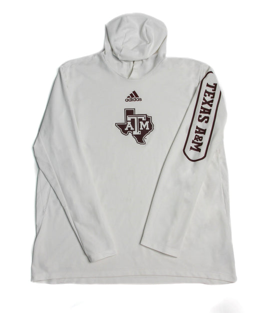 Aggie Football Exclusive Adidas White Long Sleeve Pullover