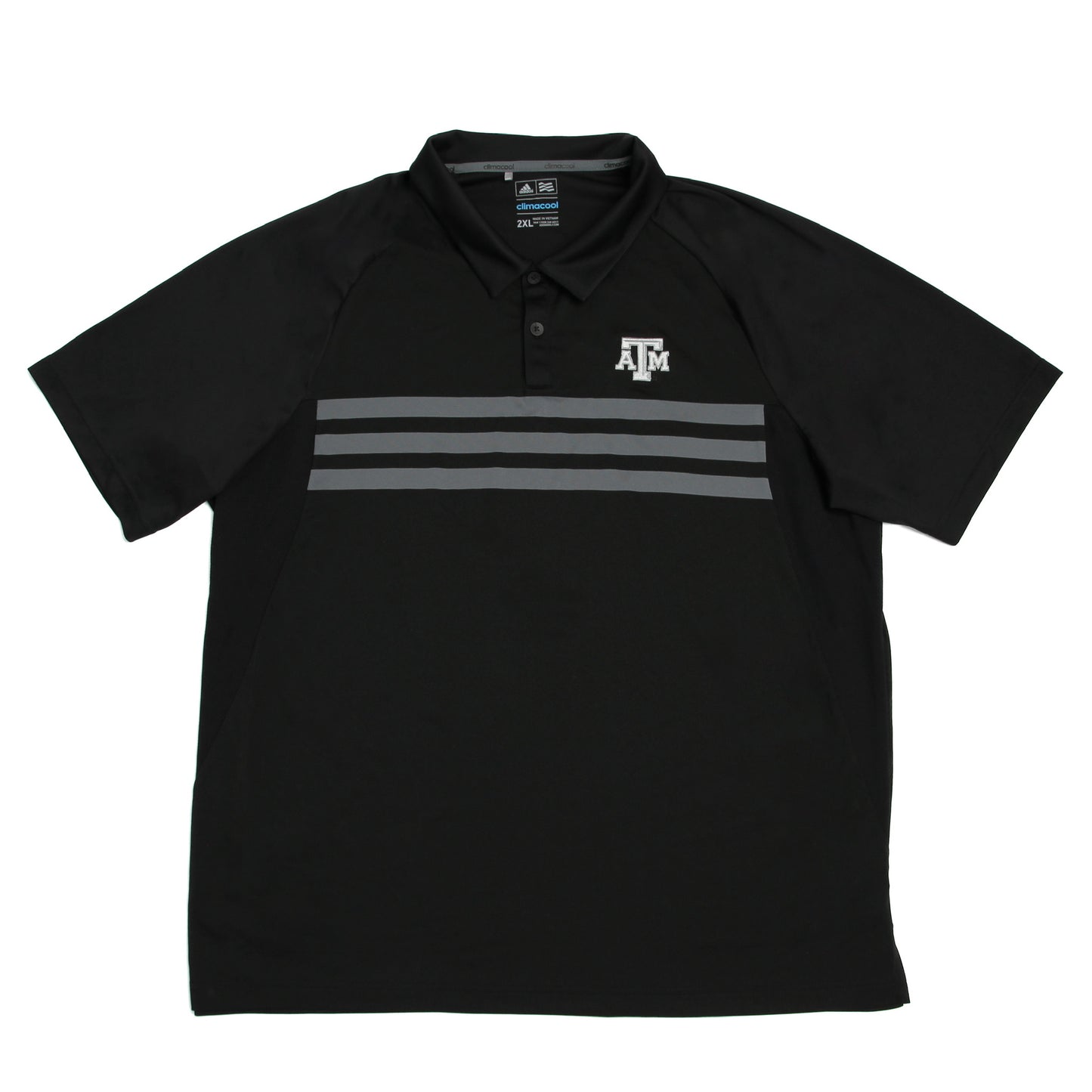 Aggie Football Issued Coaches Adidas Black/ Grey Stripped Polo