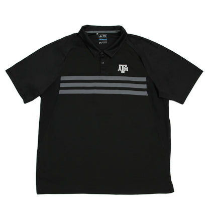 Aggie Football Issued Coaches Adidas Black/ Grey Stripped Polo