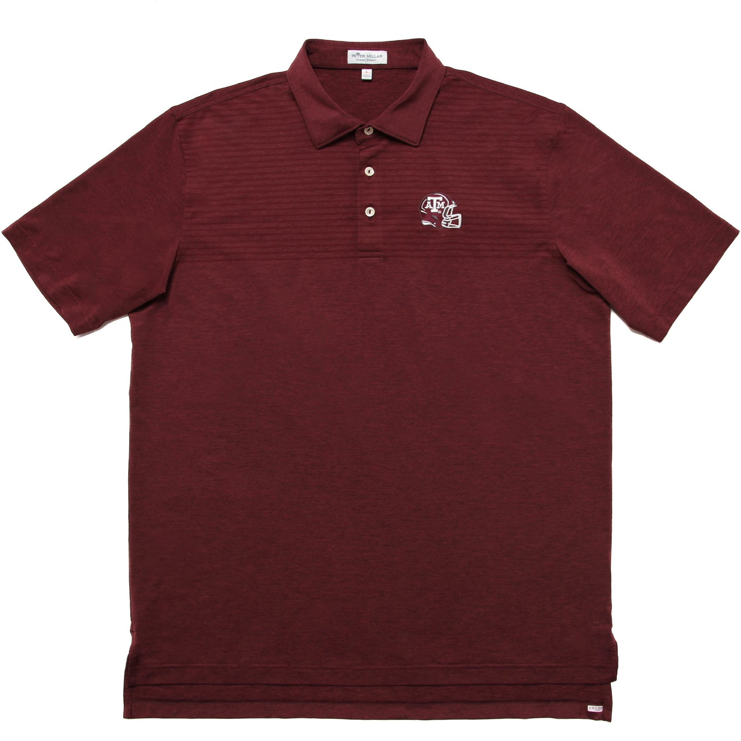 Aggie Football Coaches Exclusive Peter Millar Maroon Striped Polo