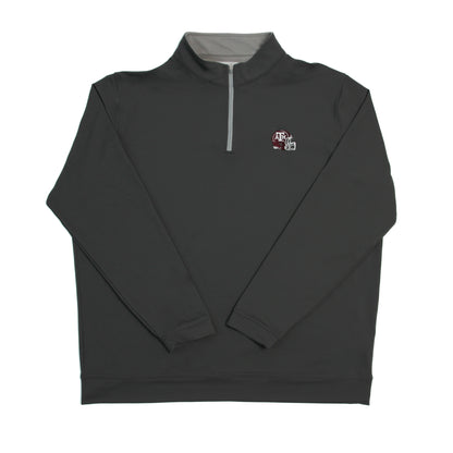 Aggie Football Coaches Exclusive Peter Millar Dark Grey Long Sleeve Quarter Zip