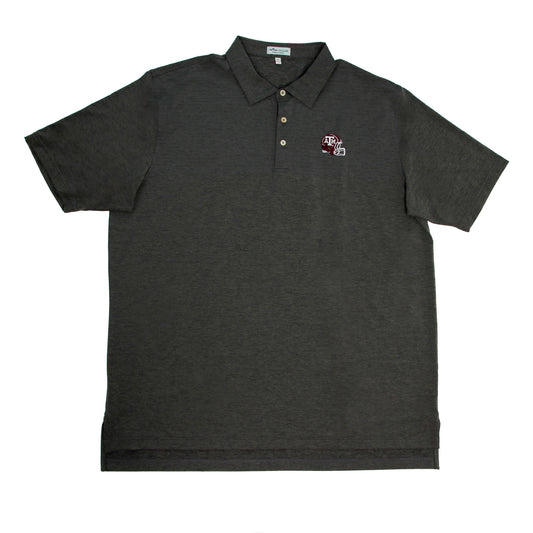 Aggie Football Coaches Exclusive Peter Millar Dark Grey Lined Polo