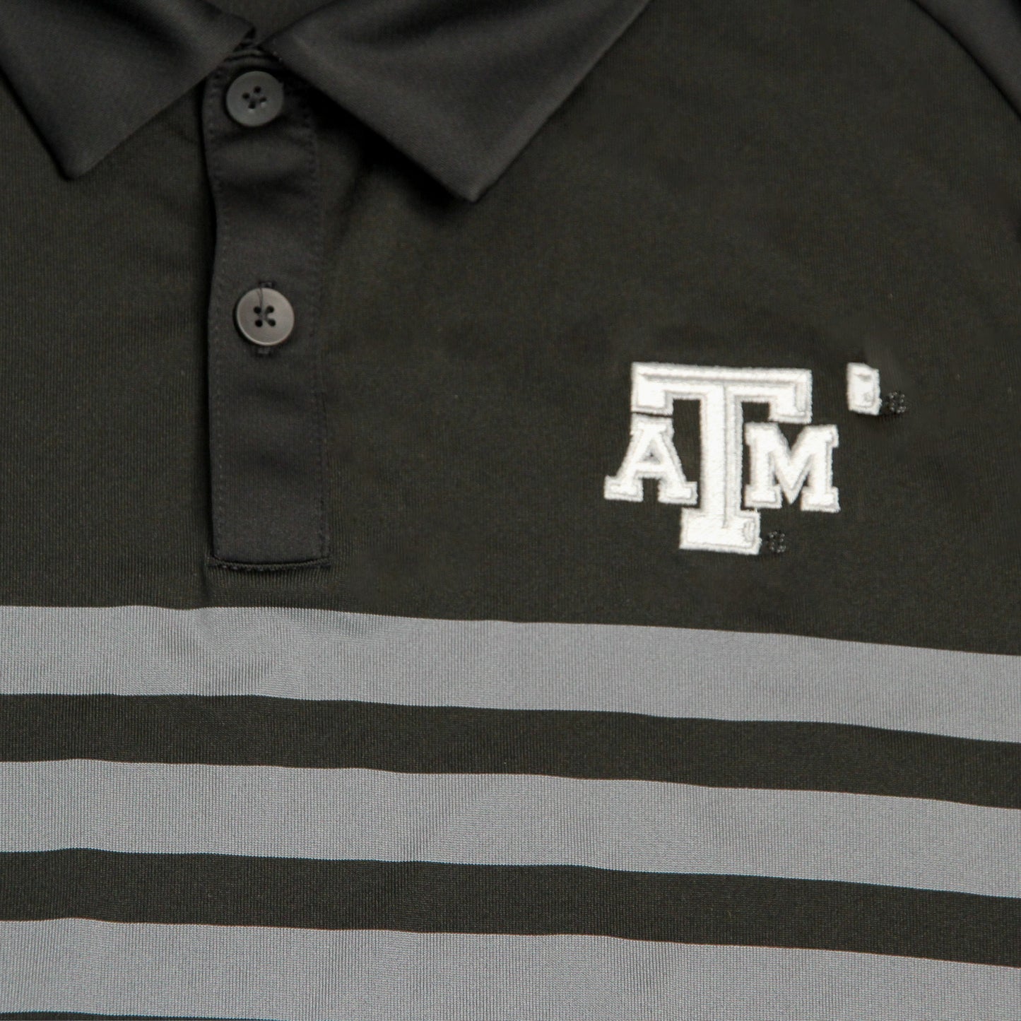 Aggie Football Issued Coaches Adidas Black/ Grey Stripped Polo