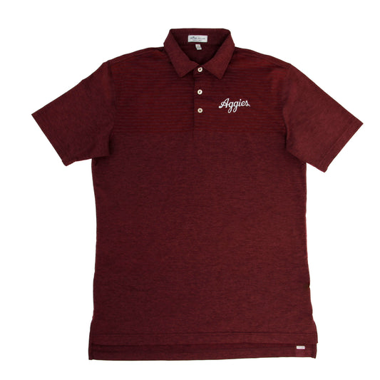 Aggie Golf Exclusive Peter Millar Maroon Aggie Script Polo (SEC Patch)