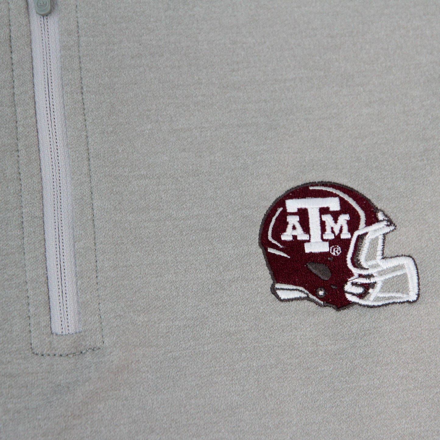 Aggie Football Coaches Exclusive Peter Millar Light Grey Long Sleeve Quarter Zip (Dri Fit)