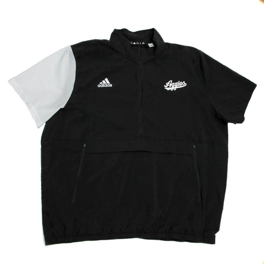 Aggie Football Coaches Issued Black/White Adidas Short Sleeve Aggie Script Windbreaker