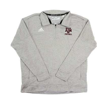 Aggie Football Coaches Exclusive Grey Adidas Long Sleeve Quarter Zip