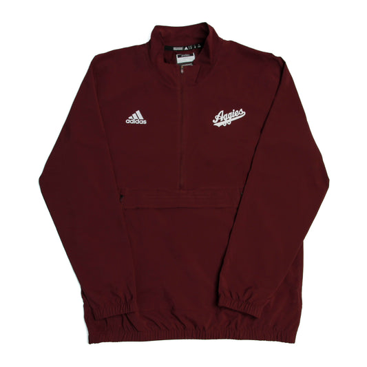 Aggie Football Coaches Exclusive Maroon Adidas Aggie Script Long Sleeve Windbreaker