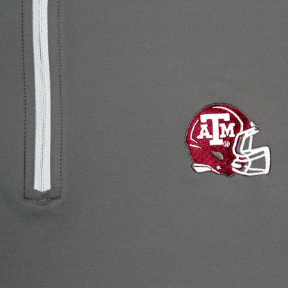 Aggie Football Coaches Exclusive Peter Millar Dark Grey Long Sleeve Quarter Zip