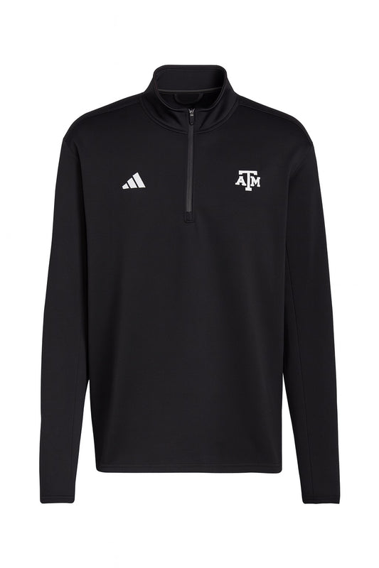 Aggie Football Issued  Adidas Black Long Sleeve Quarter Zip (New Arrival)