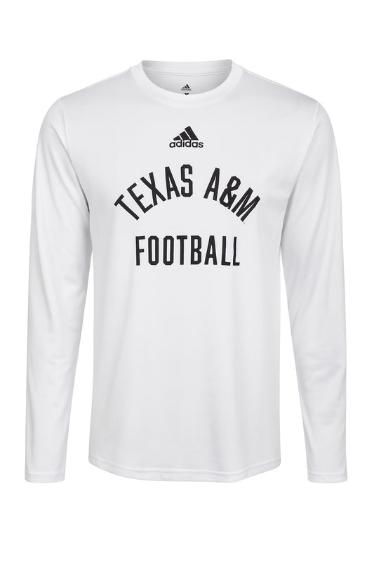 Aggie Football Issued Adidas White Long Sleeve (New Arrival)
