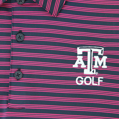 Aggie Golf Exclusive Purple/Navy Stripped Adidas Polo