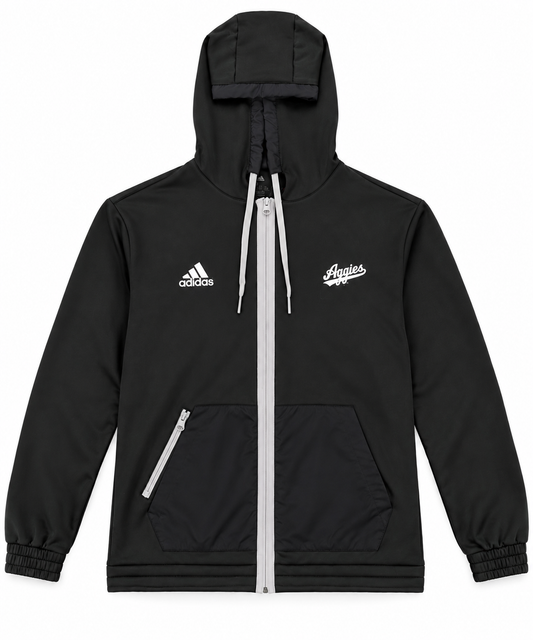 Aggie Football Exclusive Team Travel Jacket Black/Grey Aggie Script Adidas Long Sleeve Zip Up (New Arrival)