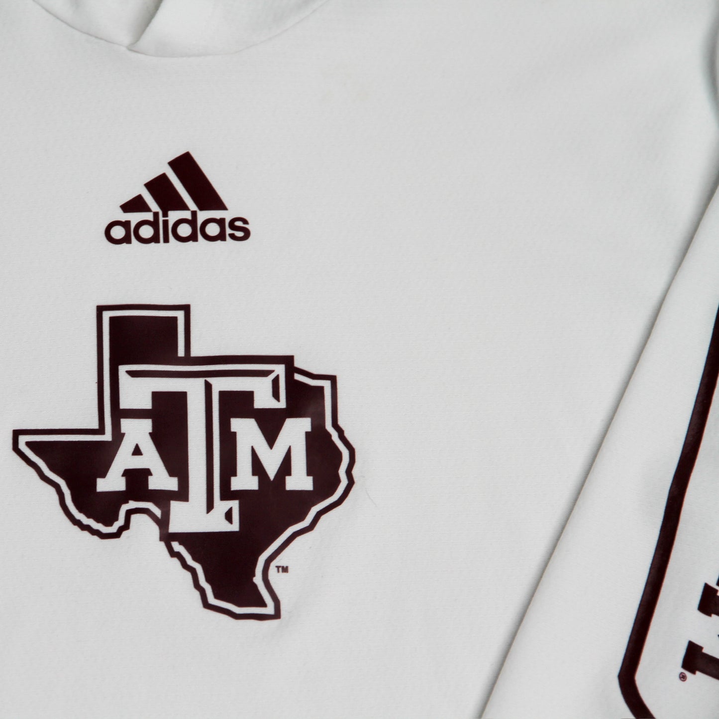 Aggie Football Exclusive Adidas White Long Sleeve Pullover