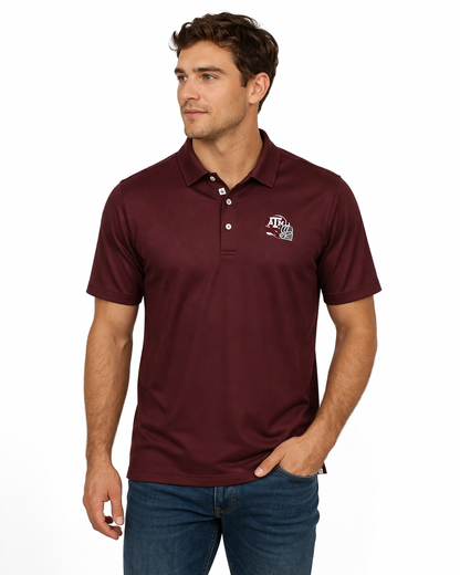 Aggie Coaches Exclusive Peter Millar Maroon Speckled Polo (New Arrival)