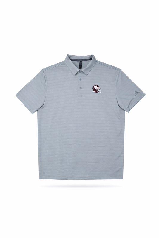 Aggie Football Coaches Exclusive Adidas Grey Stripped Polo (New Arrival)