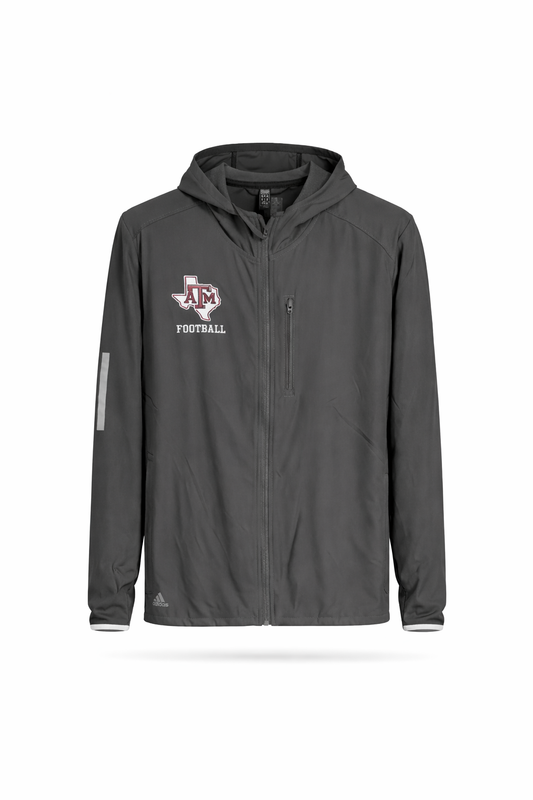 Aggie Football Coaches Exclusive Grey Adidas Zip Up Windbreaker (New Arrival)