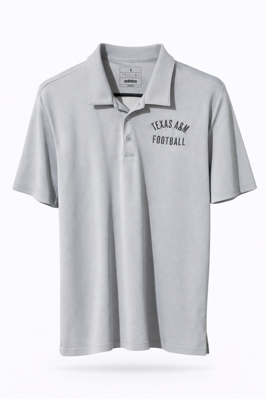 Aggie Football Coaches Exclusive Grey Adidas Polo (New Arrival)