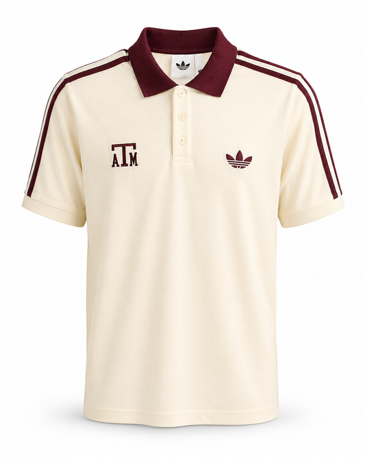 Aggie Football Issued Adidas Throwback Creme Polo (New Arrival)