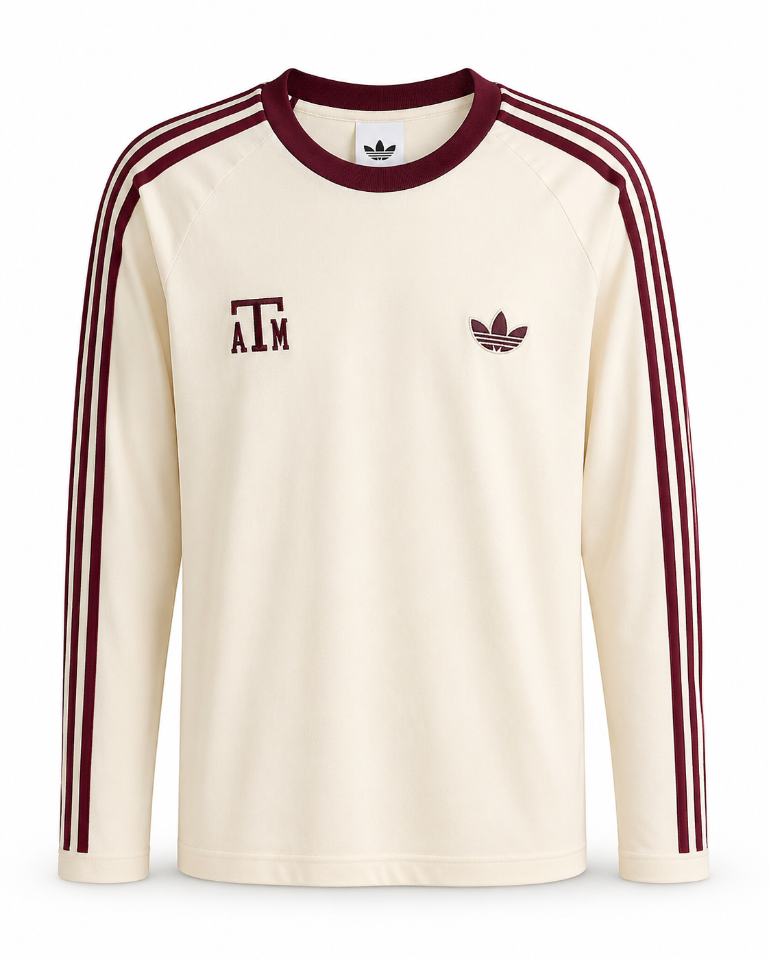 Aggie Football Issued Adidas Throwback Creme Long Sleeve (New Arrival)