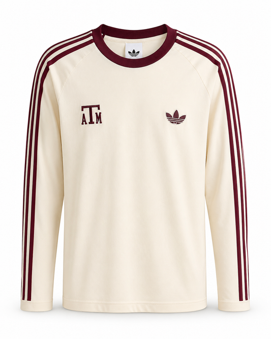 Aggie Football Issued Adidas Throwback Creme Long Sleeve (New Arrival)