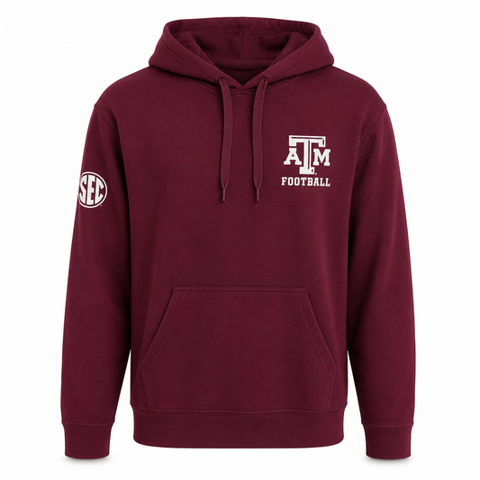 Aggie Football Player Exclusive Maroon Adidas Hoodie (SEC Patch) (New Arrival)