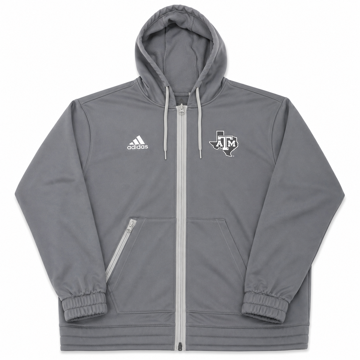 Aggie Football Team Travel Jacket Grey Adidas Long Sleeve Zip Up