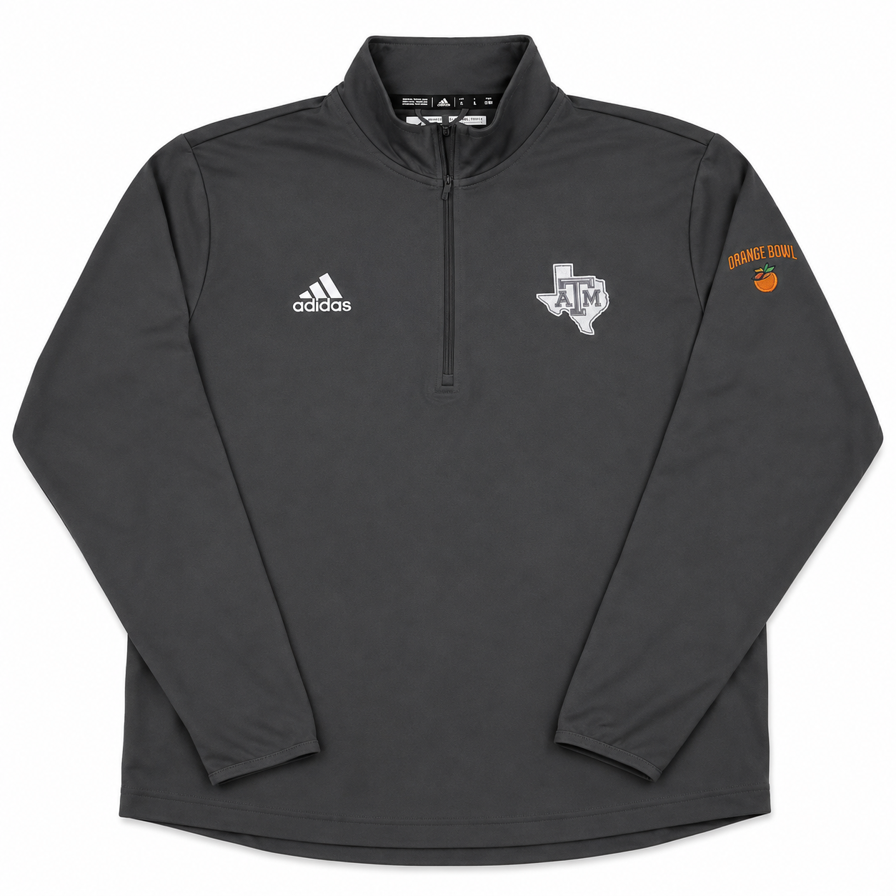 Aggie Football Coaches Exclusive Orange Bowl 2021 Grey Adidas Long Sleeve Quarter Zip (New Arrival)