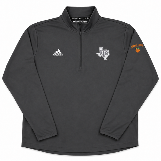 Aggie Football Coaches Exclusive Orange Bowl 2021 Grey Adidas Long Sleeve Quarter Zip (New Arrival)