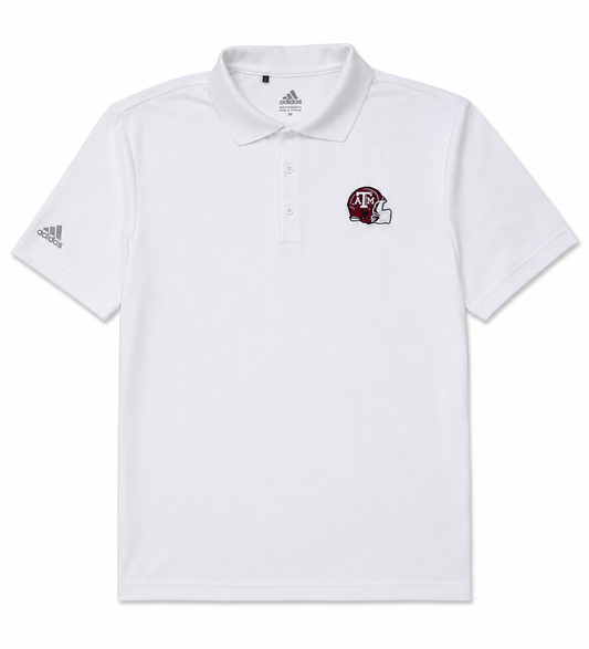 Aggie Football Coaches Exclusive White Adidas Polo (New Arrival)